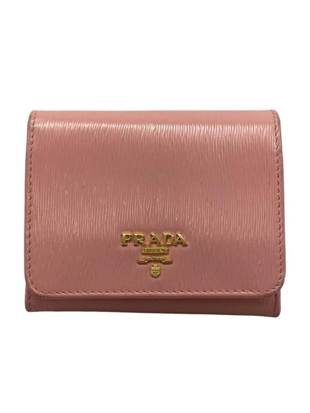 Prada Trifold Wallet 1 Mh176 Pink Leather - Picture 1 of 7